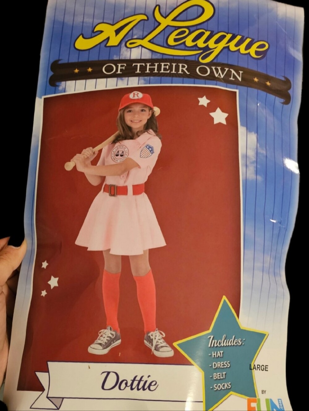 A League of Their Own "Dottie" Costume🎃Older Child/Teen L🎃NWT Shape Orig $64🎃